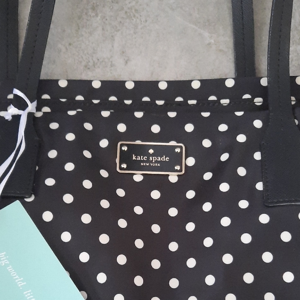 Kate Spade Black Tote Diaper Bag with White Dots - Picture 2 of 16